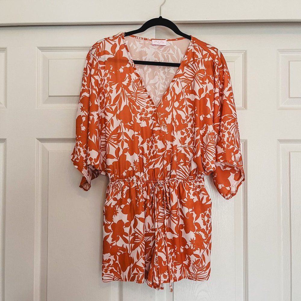 Pink Lily  -  Back In My Heart Rust Floral Romper